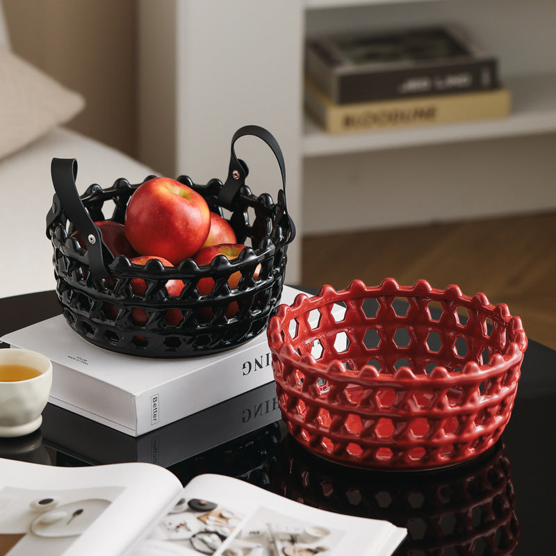Rattan Ceramic Fruit Basket