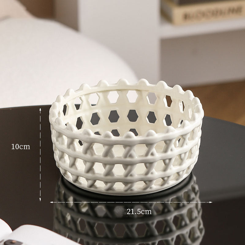 Rattan Ceramic Fruit Basket