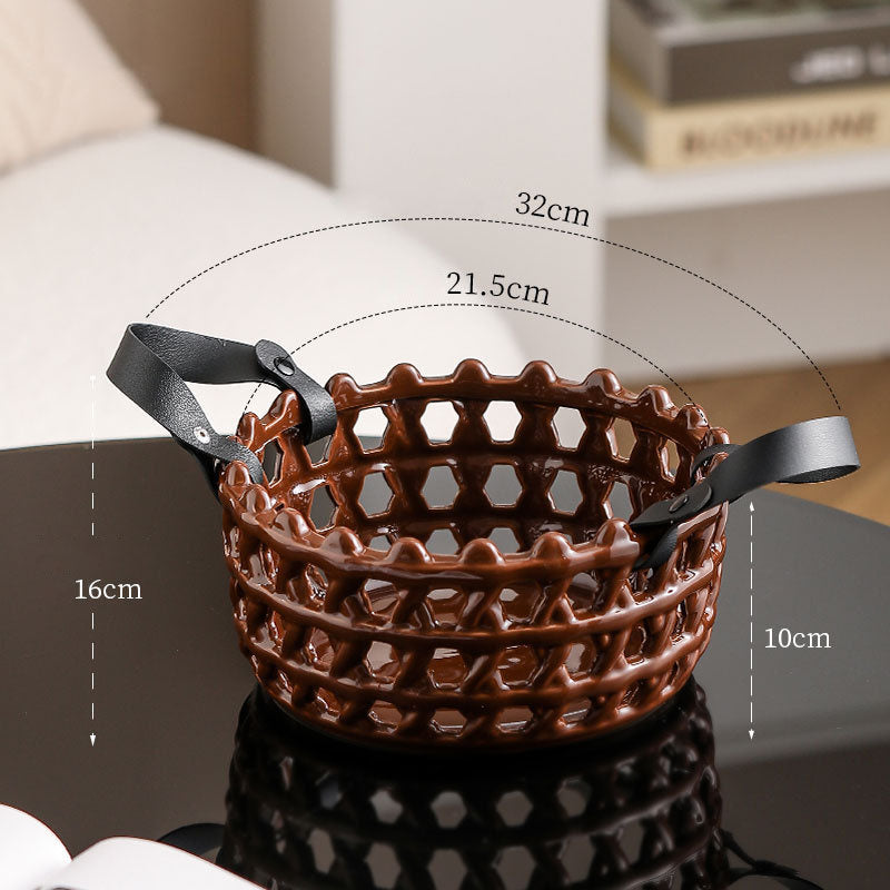 Rattan Ceramic Fruit Basket