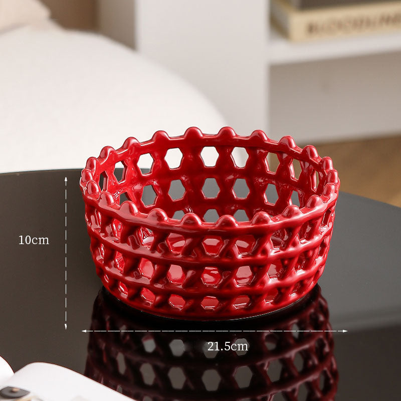 Rattan Ceramic Fruit Basket