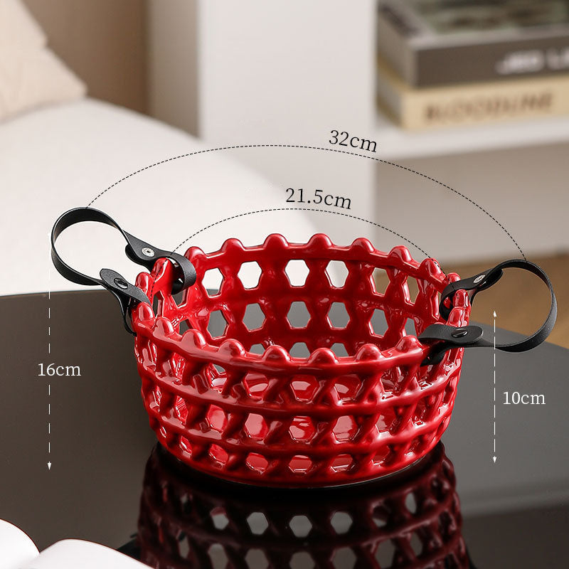 Rattan Ceramic Fruit Basket