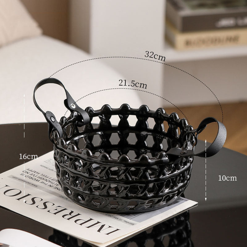 Rattan Ceramic Fruit Basket