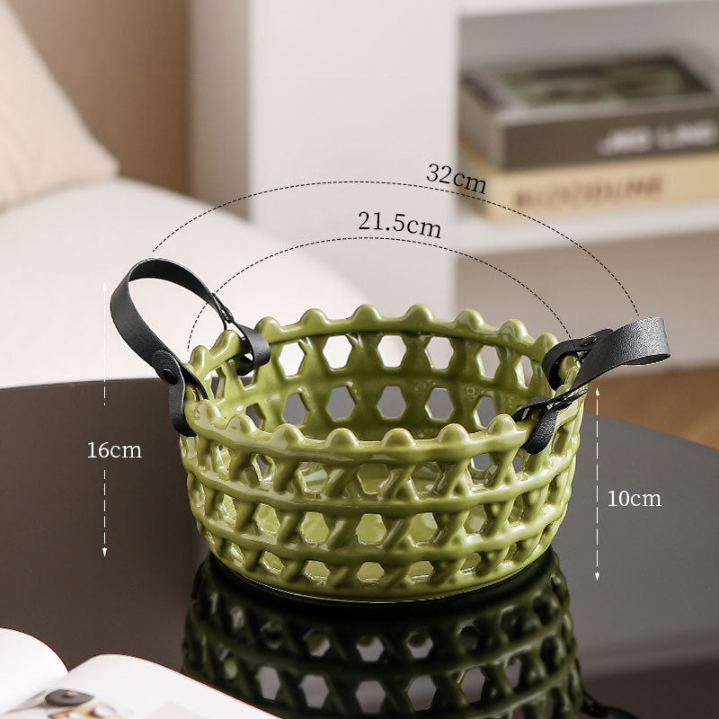 Rattan Ceramic Fruit Basket