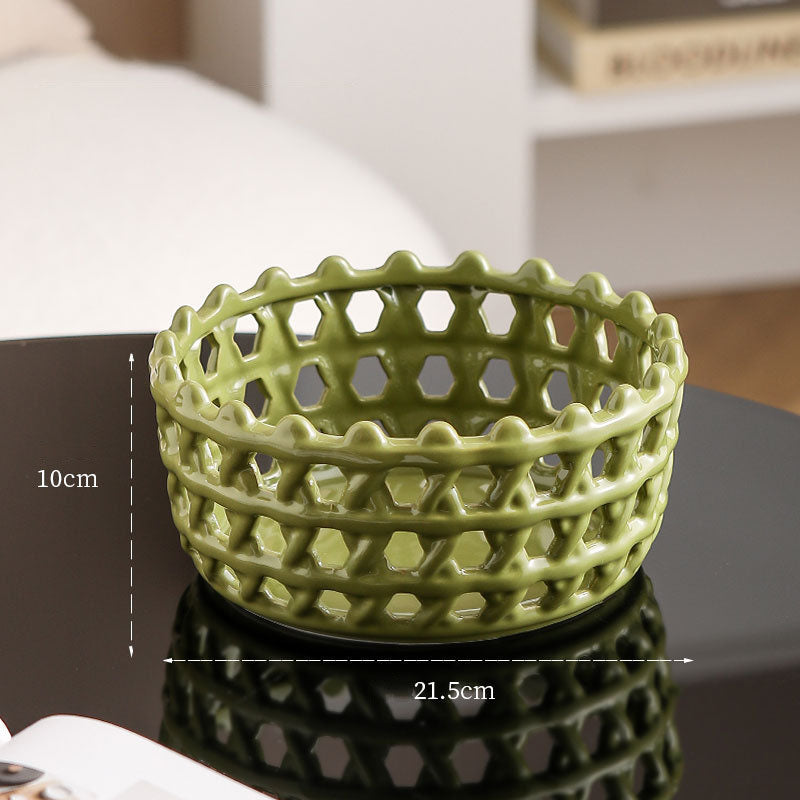 Rattan Ceramic Fruit Basket
