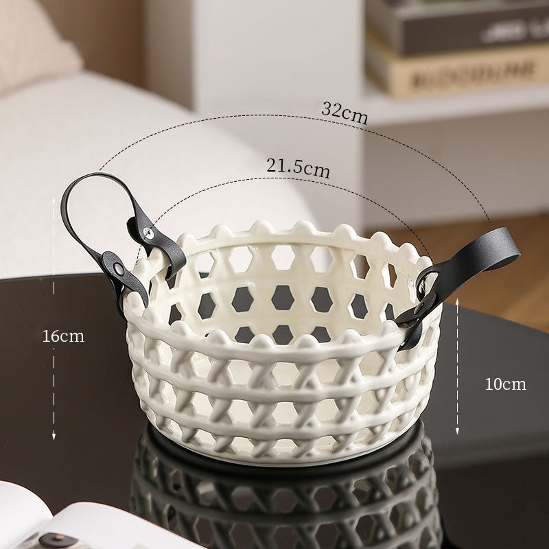 Rattan Ceramic Fruit Basket