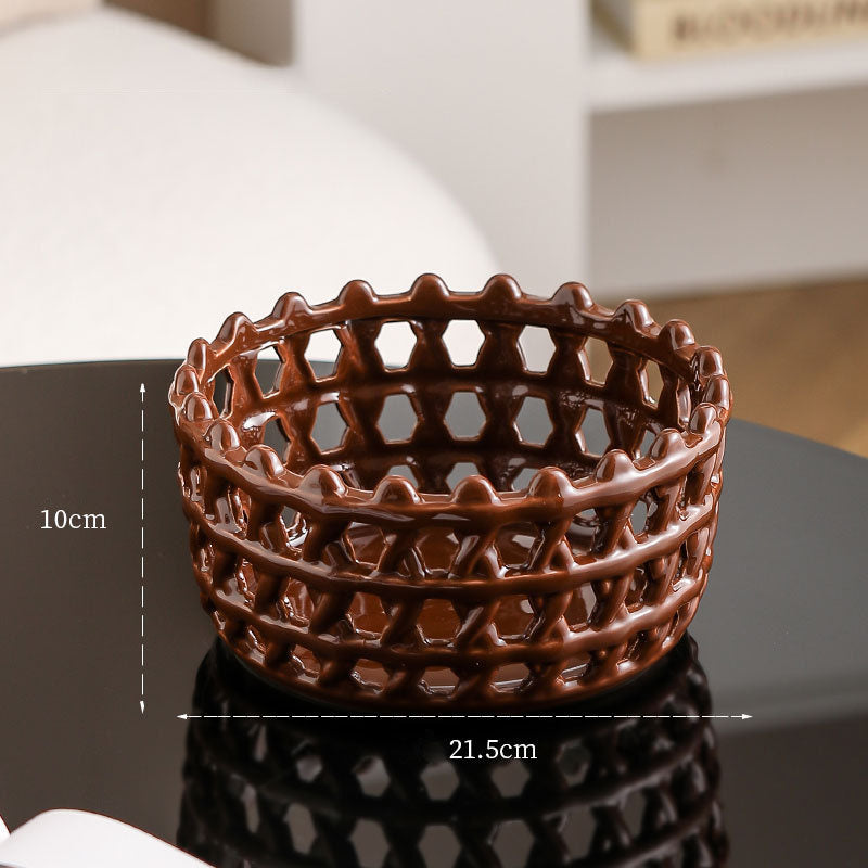 Rattan Ceramic Fruit Basket