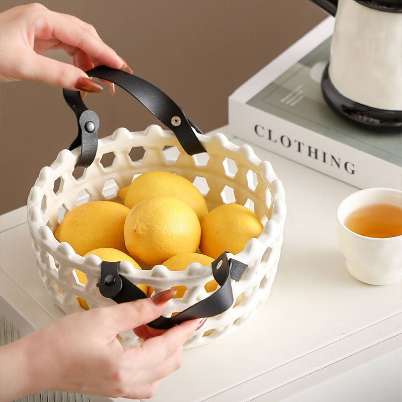 Rattan Ceramic Fruit Basket