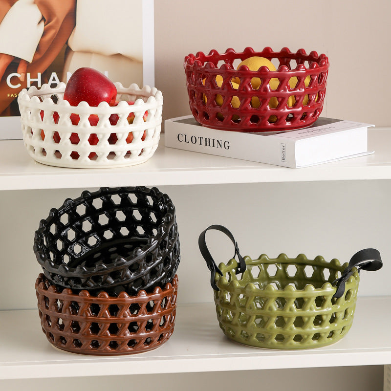 Rattan Ceramic Fruit Basket