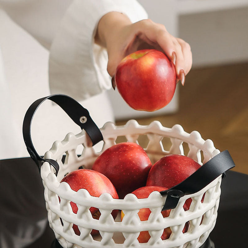 Rattan Ceramic Fruit Basket