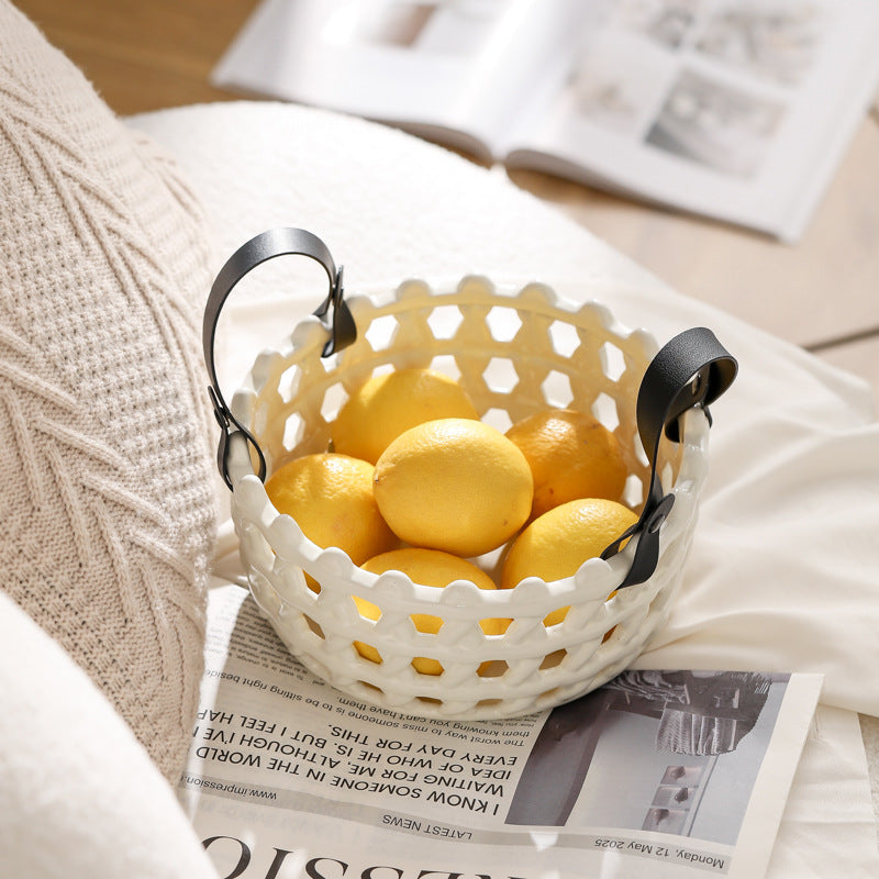 Rattan Ceramic Fruit Basket