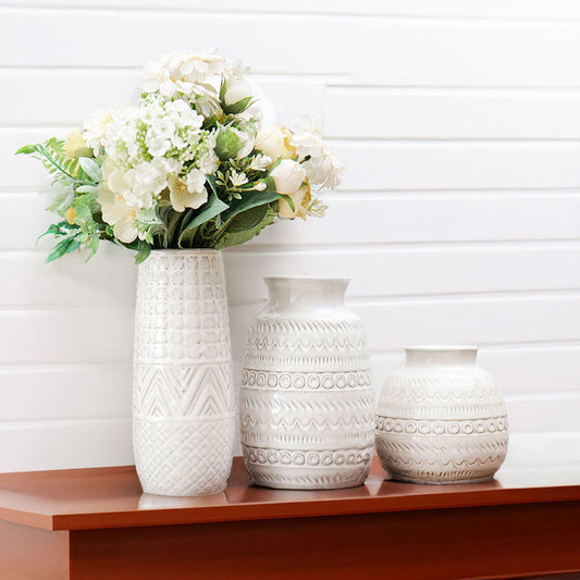 Vase rétro en céramique blanc laiteux