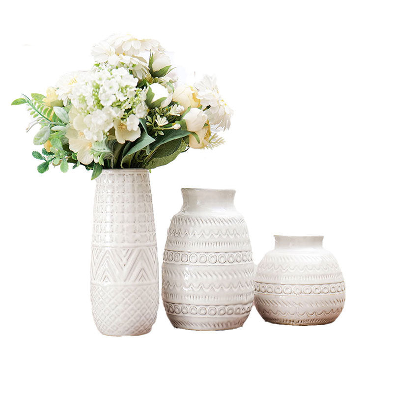 Retro Milky White Ceramic Vase