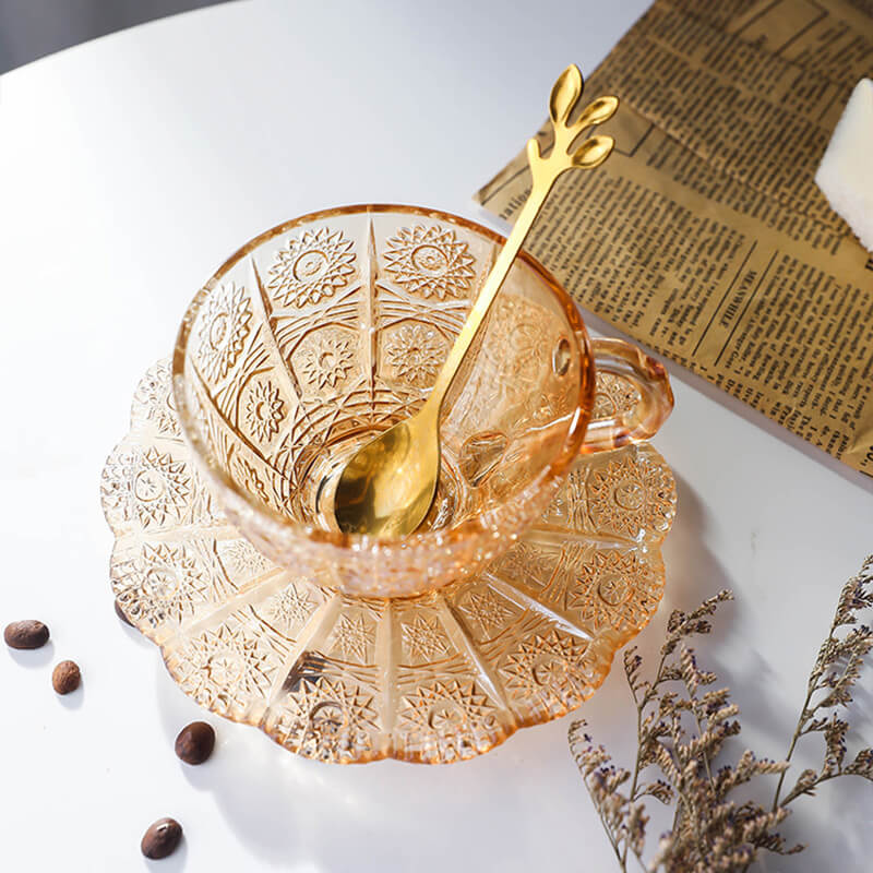 Tasse en verre à motif soleil rétro