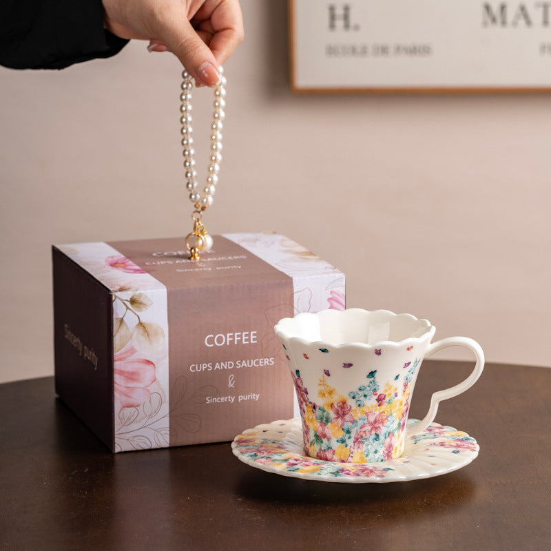 Romantic Floral Ceramic Coffee Cup