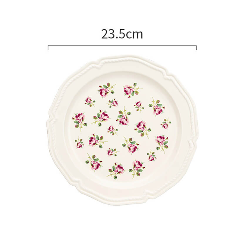 Rose Embossed Ceramic Plate