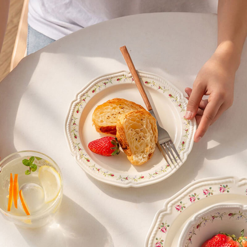 Rose Embossed Ceramic Plate