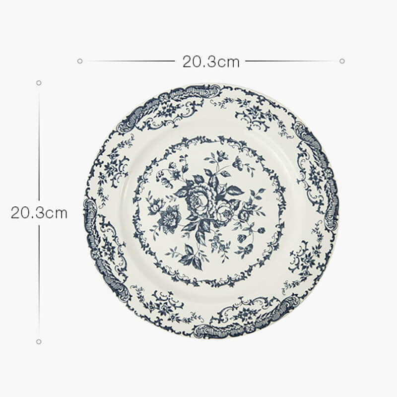 Rose Print Ceramic Dinner Plate