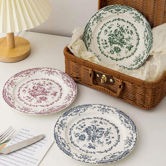 Rose Print Ceramic Dinner Plate