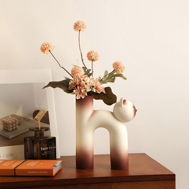 Keramikvase in Katzenform