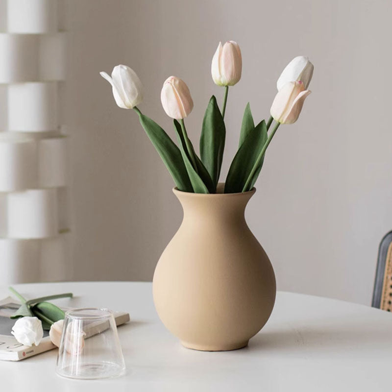 Simple Round Belly Ceramic Vase