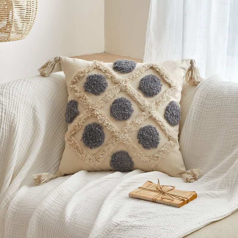 Housse de coussin touffetée simple