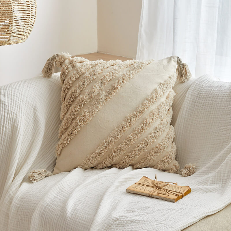 Housse de coussin touffetée simple
