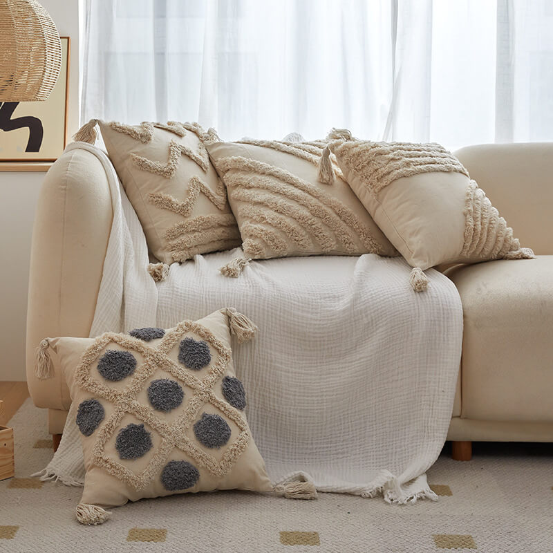 Housse de coussin touffetée simple