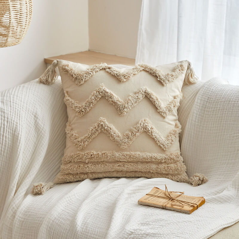 Housse de coussin touffetée simple