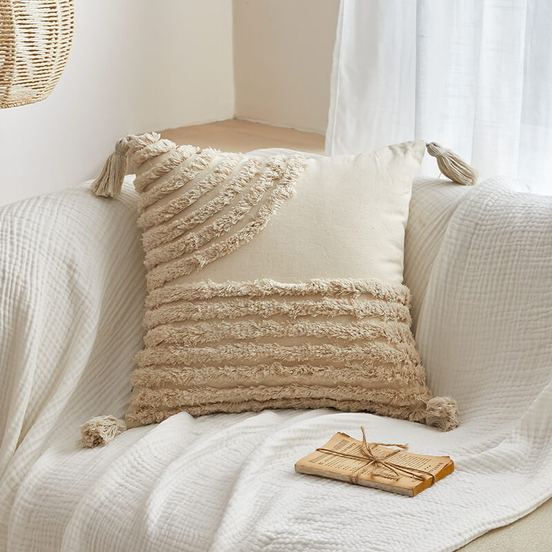 Housse de coussin touffetée simple