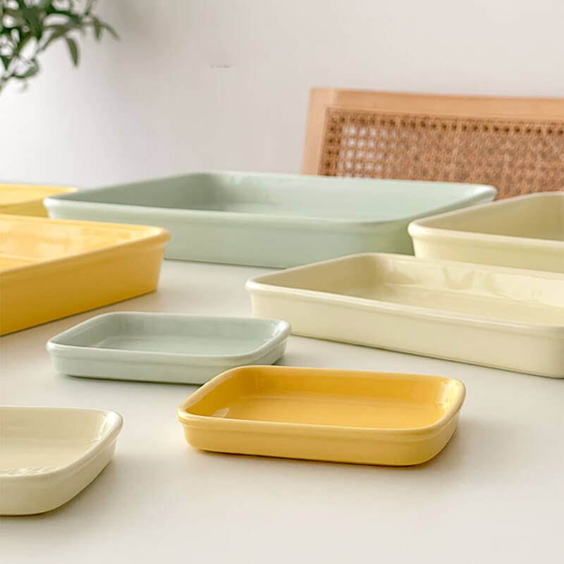 Solid Color Simple Square Ceramic Baking Pan