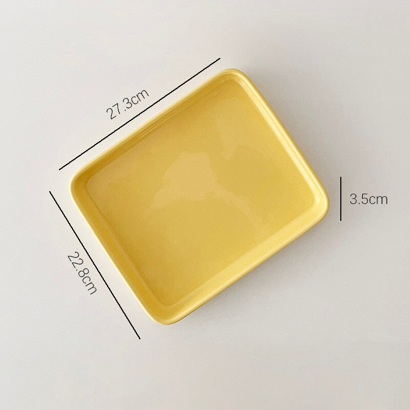 Solid Color Simple Square Ceramic Baking Pan