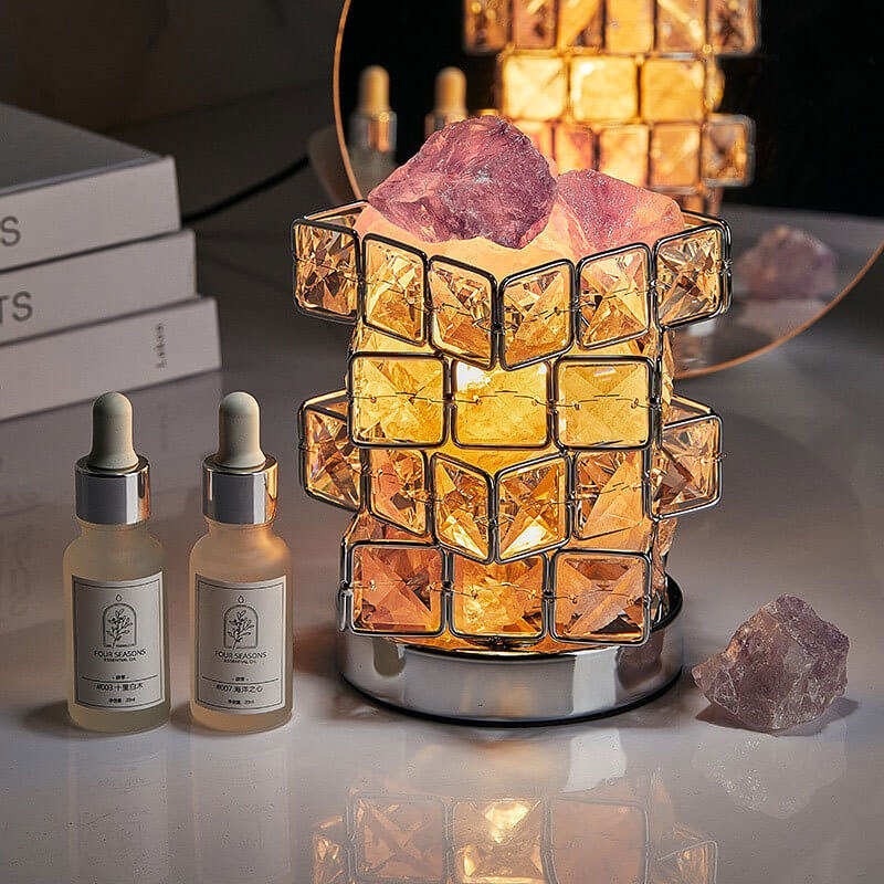 Lampe carrée en cristal de pierre de sel