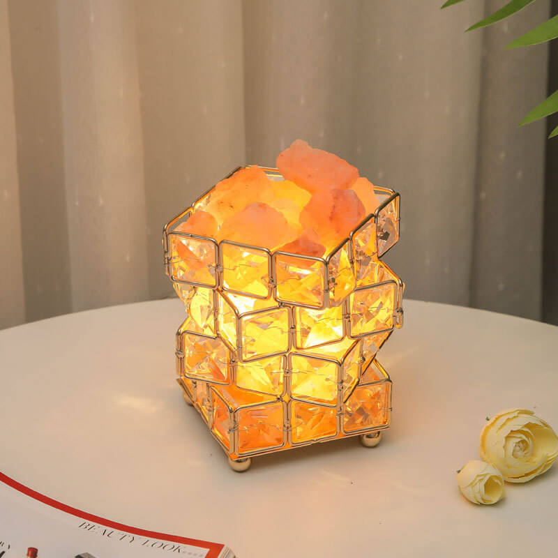 Lampe carrée en cristal de pierre de sel