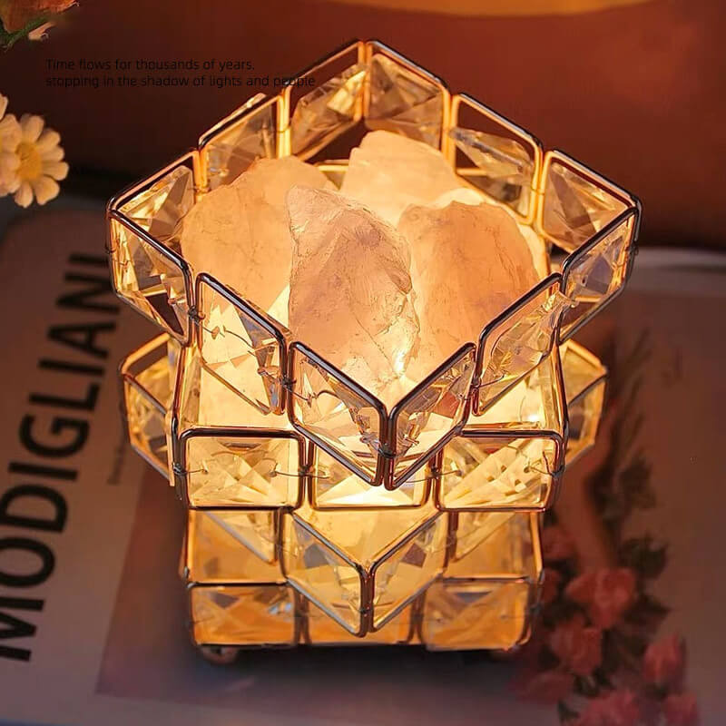 Lampe carrée en cristal de pierre de sel