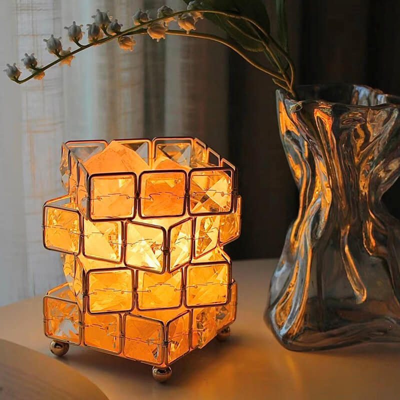 Lampe carrée en cristal de pierre de sel