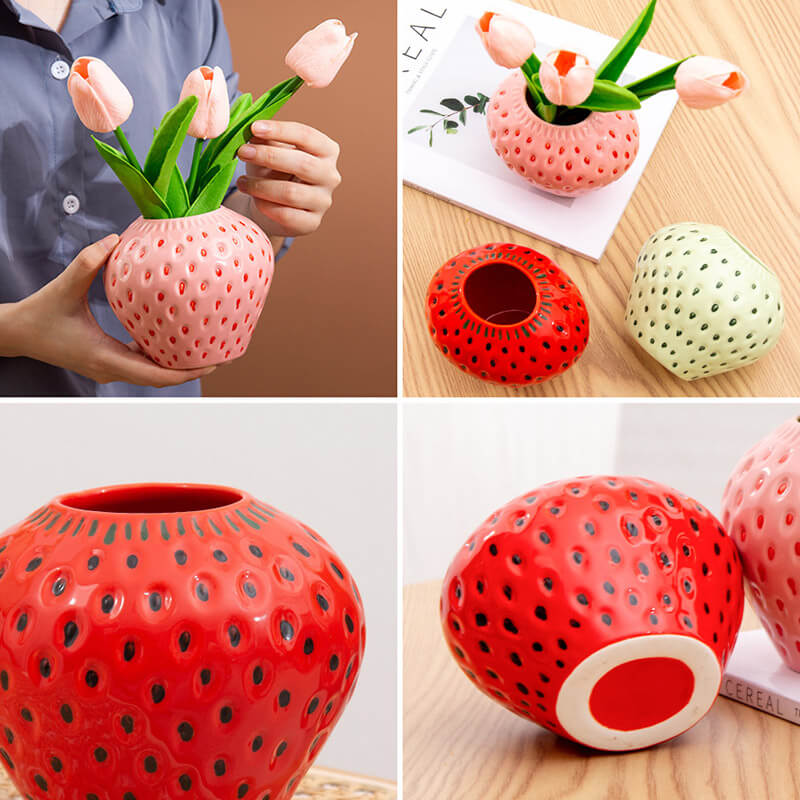 Vase en céramique à fraises