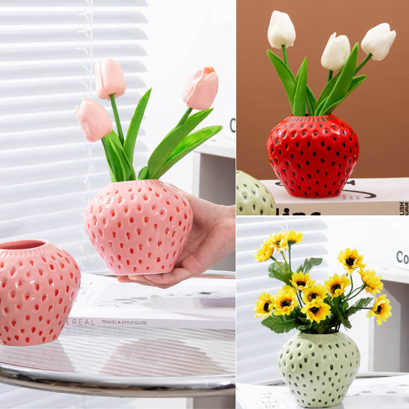 Vase en céramique à fraises