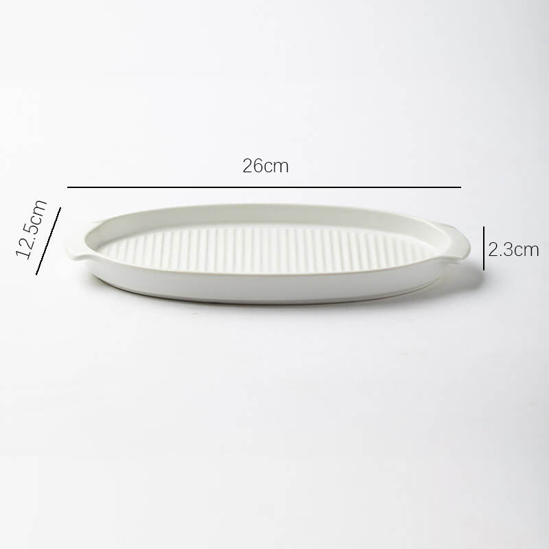 Striped Oval Ceramic Baking Pan