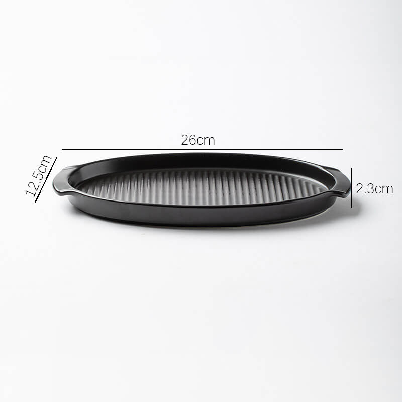 Striped Oval Ceramic Baking Pan