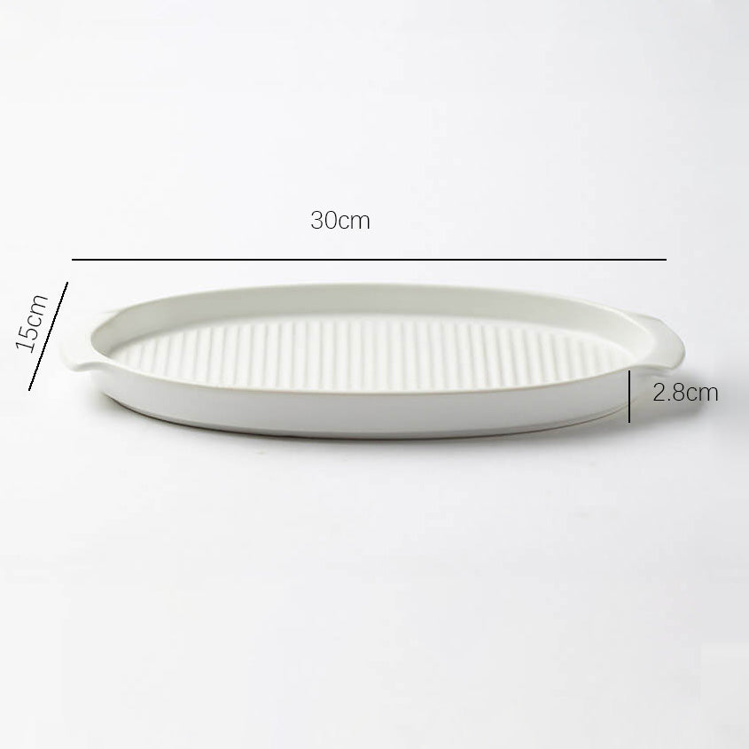 Striped Oval Ceramic Baking Pan