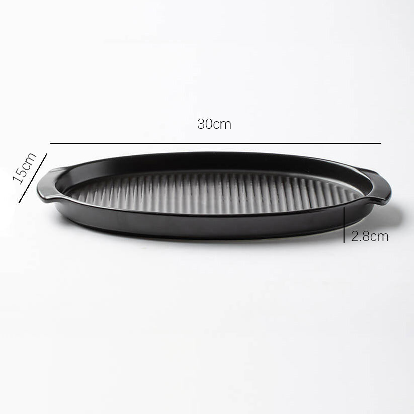 Striped Oval Ceramic Baking Pan