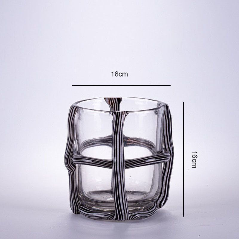 Vase en verre rayé vintage