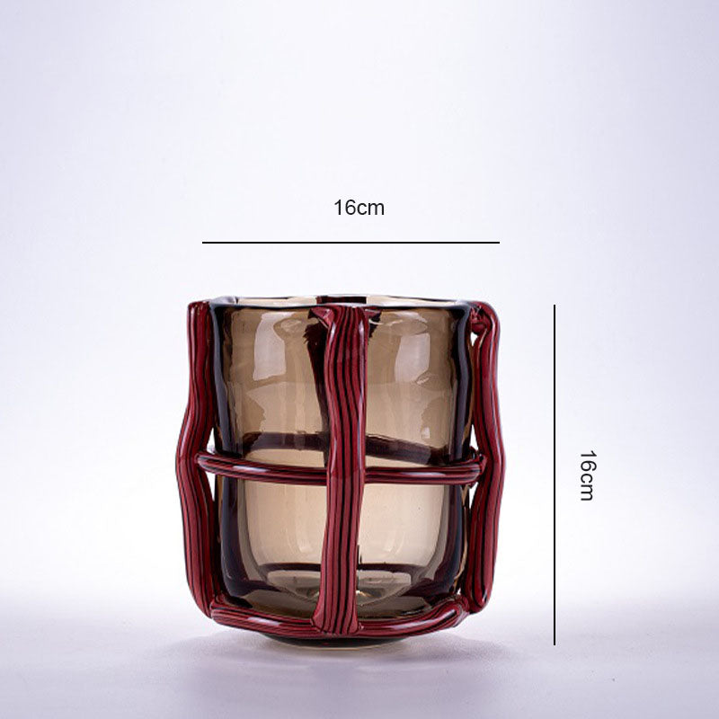 Vase en verre rayé vintage