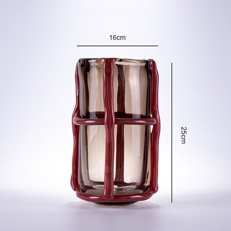 Vase en verre rayé vintage