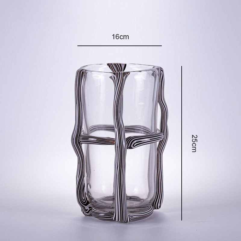 Vase en verre rayé vintage