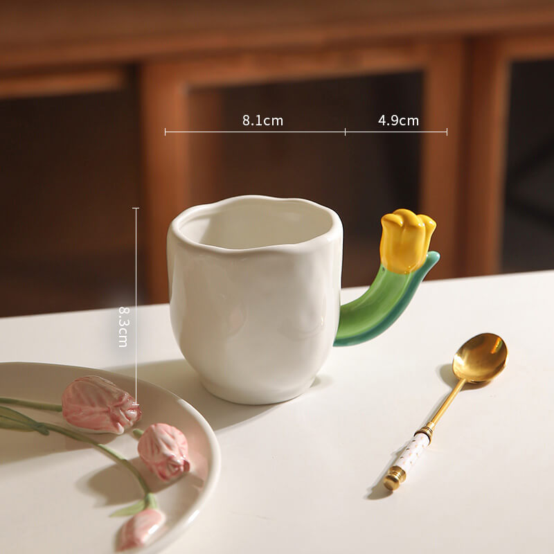 Tulip Handle Ceramic Mug