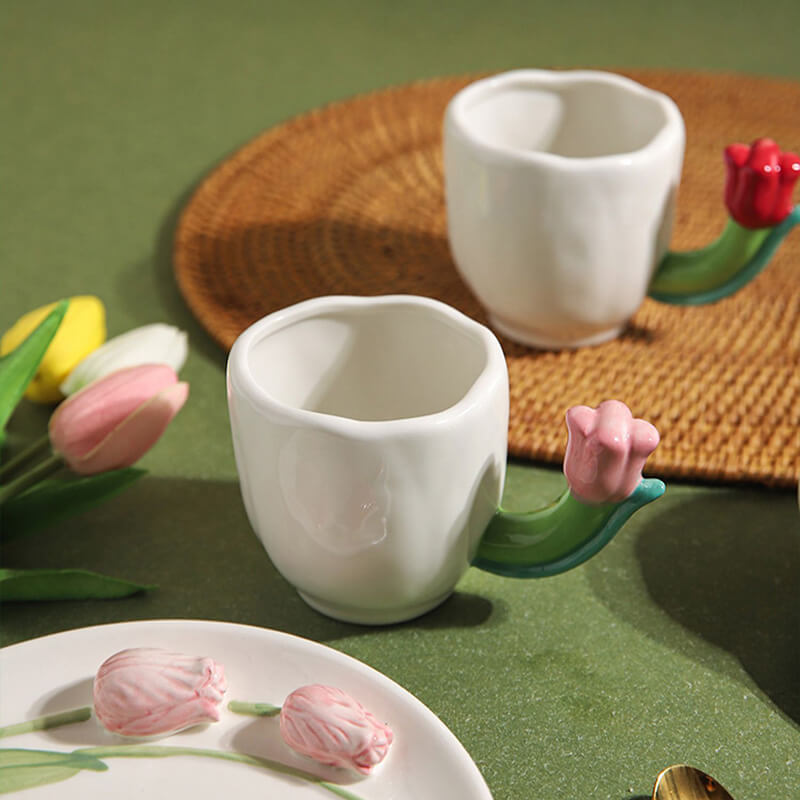 Tulip Handle Ceramic Mug