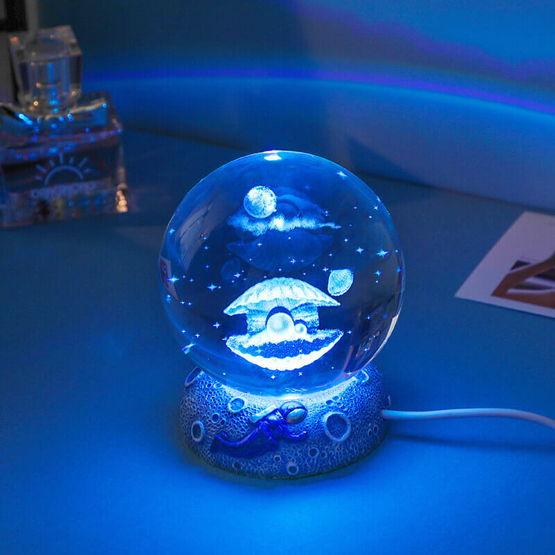 Veilleuse boule de cristal du monde sous-marin