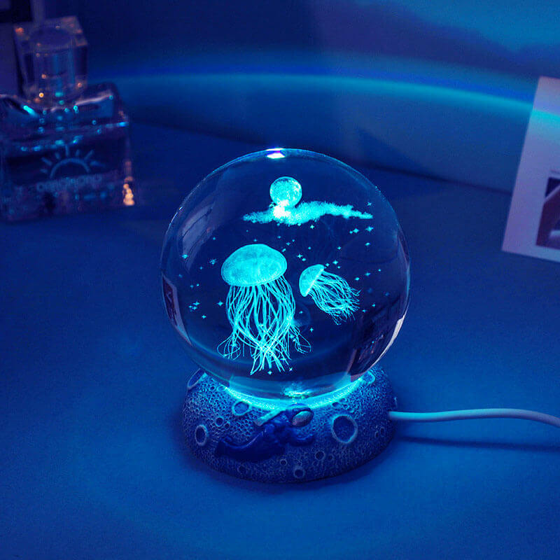 Veilleuse boule de cristal du monde sous-marin