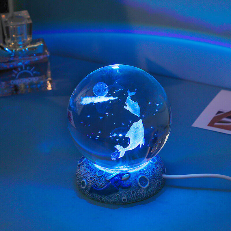 Veilleuse boule de cristal du monde sous-marin